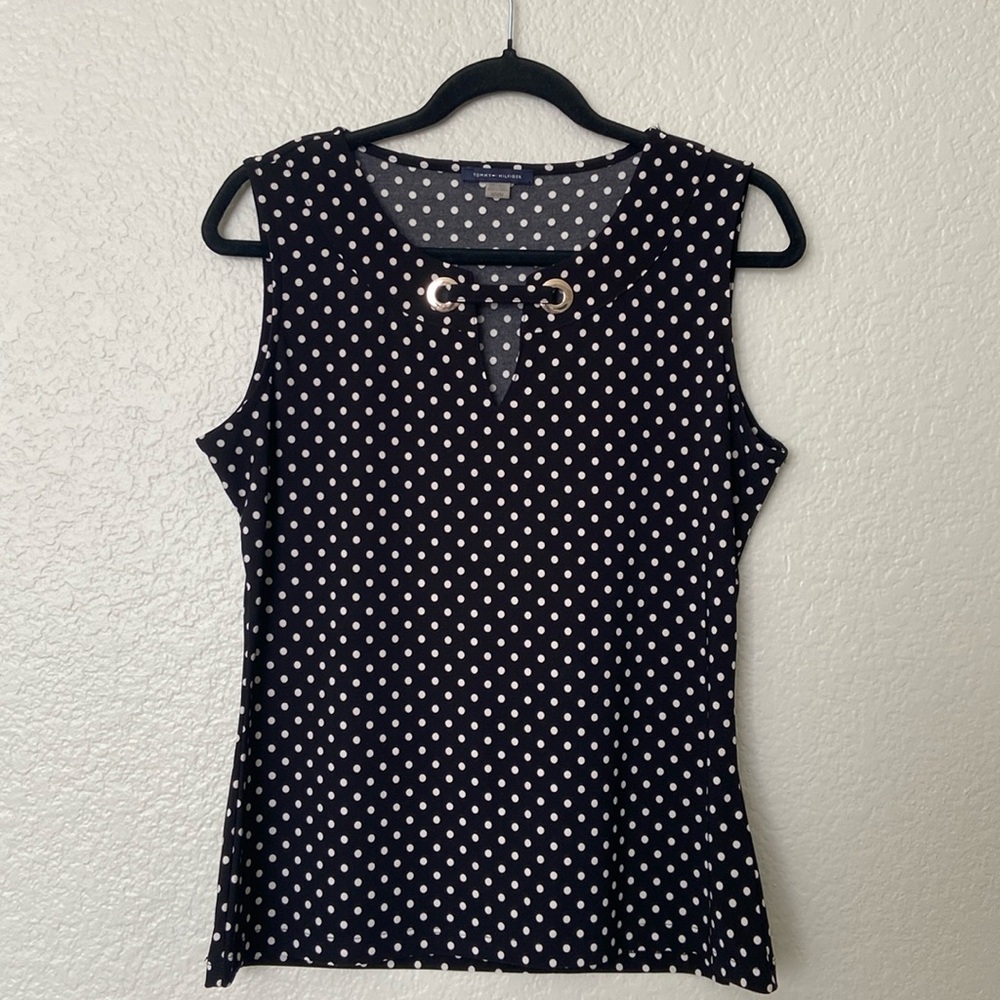 Tommy Hilfiger Black and White Sleeveless Top Medium